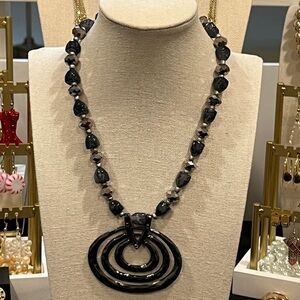 NWOT Chico's Black and Silver Statement Necklace